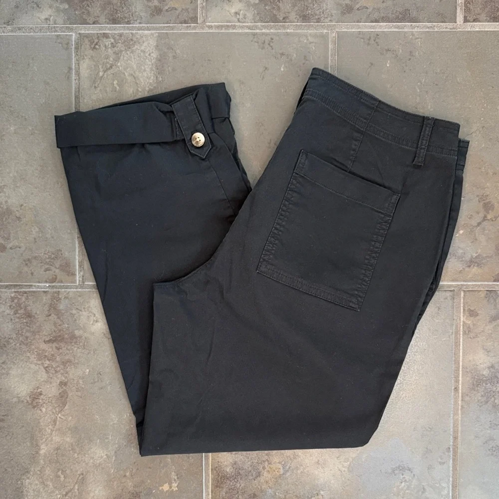 J. Jill Women’s Cuffed Chinos Pants Classic Black Casual Front Pockets Size 10